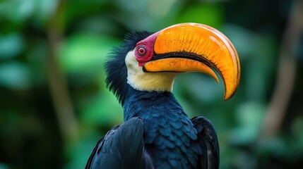 Obraz premium Vibrant Hornbill perched in the Forest: A Stunning Look at a Unique Bird Species