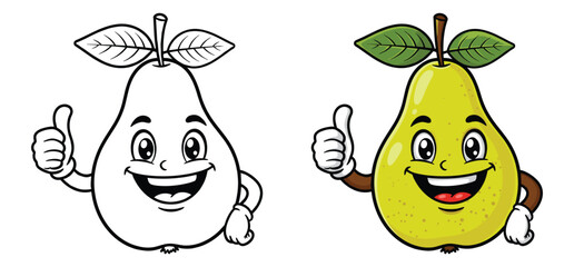 Hand drawn flat pear vector Clipart Illustration with a white background