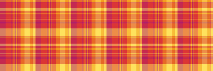 Girly seamless tartan check, british plaid vector texture. Show textile pattern background fabric in red and orange colors.