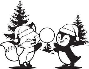 A qawwali Christmas penguin illustration.