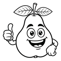 Hand drawn flat pear vector Clipart Illustration with a white background