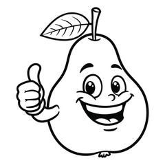 Hand drawn flat pear vector Clipart Illustration with a white background