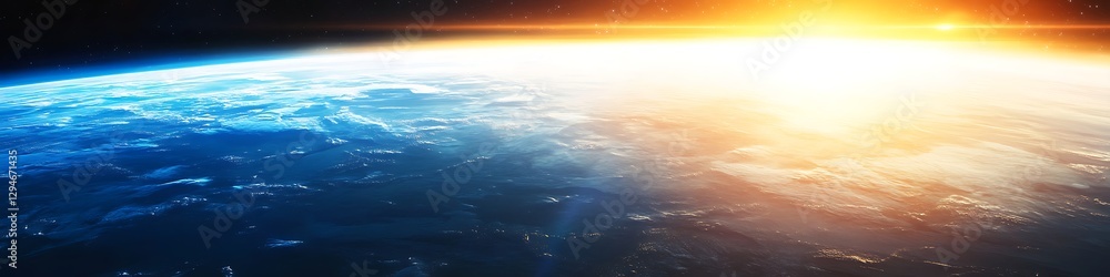 Poster a cosmic view of a planet's surface with a large area for text