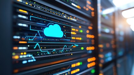 Naklejka premium Cloud Computing Server Data Center Technology