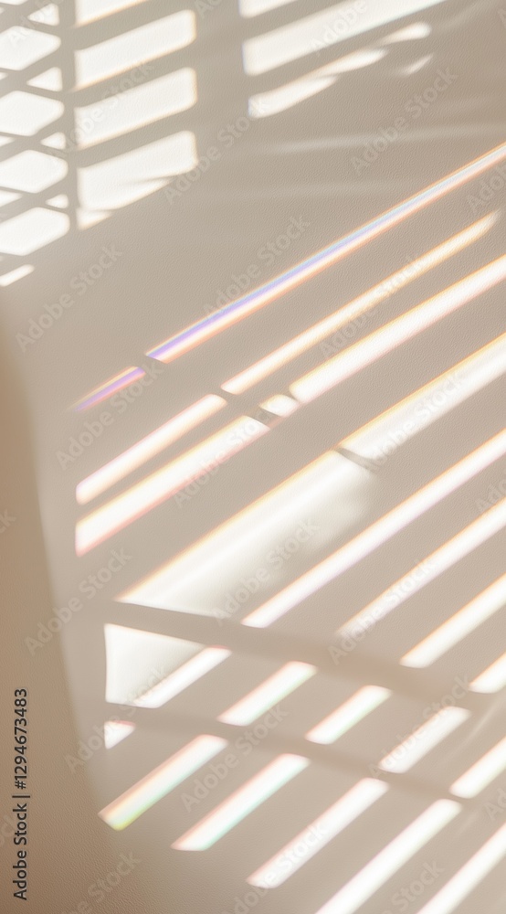 Aufkleber intricate light patterns and prismatic reflections on a textured white wall in a studio setting