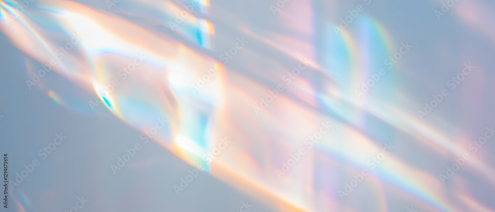 Aufkleber reflective light creating prismatic patterns on a white surface in soft focus