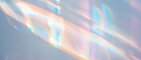 Reflective light creating prismatic patterns on a white surface in soft focus