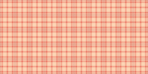 Minimalist fabric seamless plaid, indoor vector pattern texture. Large tartan textile background check in red and peach puff colors.