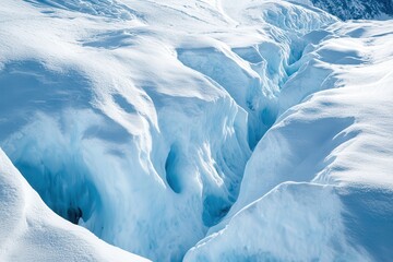 Fototapeta premium Vast Crevasse on Aletsch Glacier: A Winter Landscape of Ice and Snow in Vivid Blue Shades