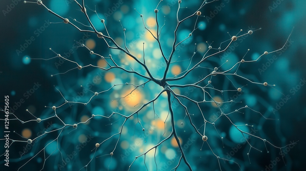 Poster a detailed visualization of a neural network, showing connections and data flow in a digital brain.
