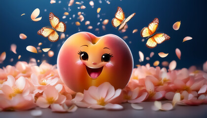Enchanting Peach with Butterflies in Dreamy Spring Scene