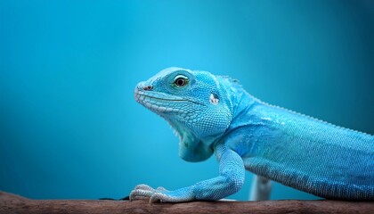 reptile lizard on turquoise blue background
