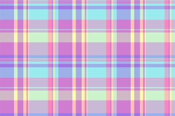 Kind plaid fabric pattern, symmetry texture seamless check. Weave background vector textile tartan in light and purple colors.