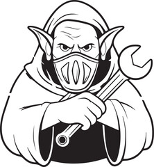 An illustration of a goblin wizard with white background