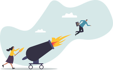 Fototapeta premium Coaching help boost career advancement, mentor or motivation to boost productivity, help or manager support for career development,business concept.flat character.