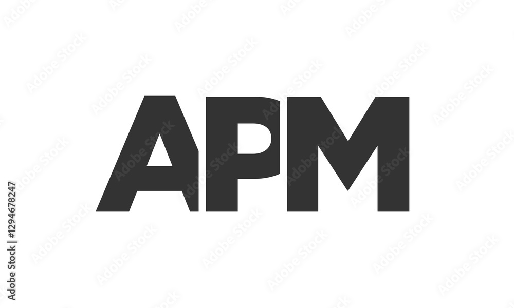 Poster apm logo design template with strong and modern bold text. initial based vector logotype featuring s