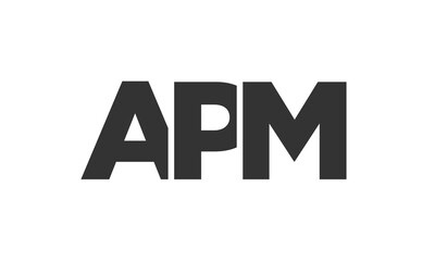 Fototapeta premium APM logo design template with strong and modern bold text. Initial based vector logotype featuring simple and minimal typography. Trendy company identity.
