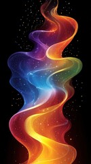 Naklejka premium Colorful Abstract Wave with Sparkles on Black Background