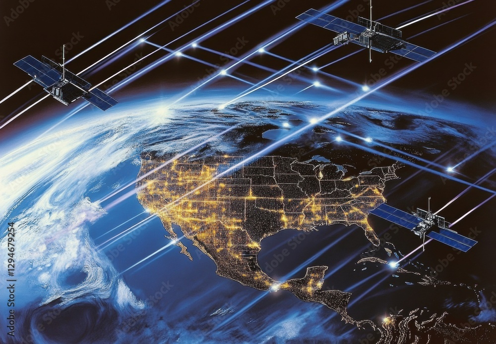 Poster a map of the united states with multiple connecting lines between cities across different states, sy