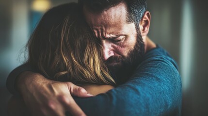 Comforting Embrace Couple.  Seeking Support During Difficult Emotional Times.