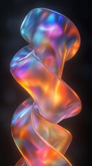 Naklejka premium Abstract Colorful Light Spiral Sculpture with Shiny Surface Effects