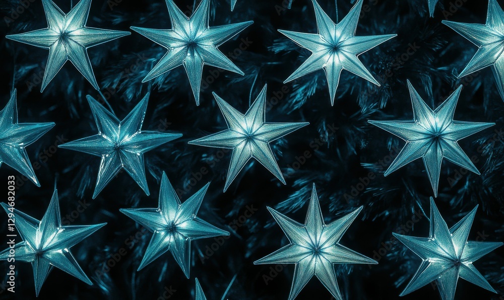 Poster artistic glowing star patterns arranged dynamically on a dark backdrop, symbolizing celebration and 