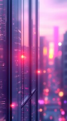 Urban Reflection of City Lights at Dusk with Colorful Bokeh Effect