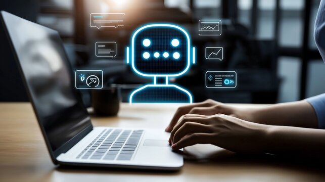A human male businessman in a meeting with a digital online virtual assistant AI agent symbolizing agentic autonomy and the future of business between humanity and AGI robots