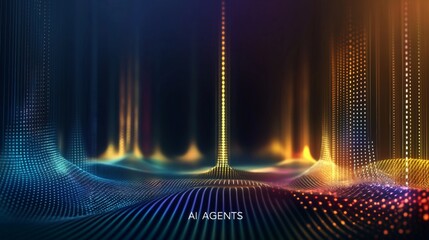 The text AI agent on a neon cyberspace background symbolizing agentic autonomy and future autonomous assistants using AGI technology to advance human and bot collaboration in business