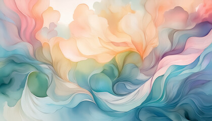 Abstract Fluid Art with Pastel Colors and Flowing Patterns