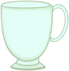 Lovely colors and style of a soft green ceramic mug of hot coffee or tea or milk.
