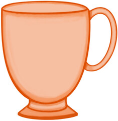 Lovely colors and style of a soft orange ceramic mug of hot coffee or tea or milk.
