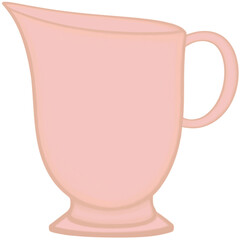 Lovely colors and style of a old rose ceramic jar of hot coffee or tea or milk.
