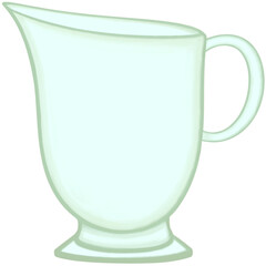 Lovely colors and style of a soft green ceramic jar of hot coffee or tea or milk.
