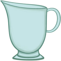 Lovely colors and style of a green ceramic jar of hot coffee or tea or milk.
