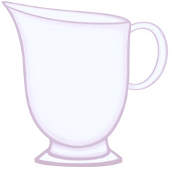 Lovely colors and style of a soft purple ceramic jar of hot coffee or tea or milk.
