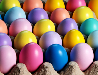 Colored egg boxes, colorful eggs for Easter