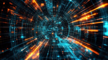 Fototapeta premium Dynamic data stream virtual space digital art abstract environment futuristic concept