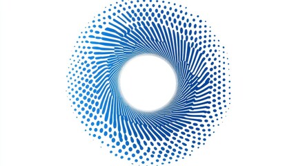 Abstract Blue And White Circular Design Pattern Featuring Halftone Effect With Gradient Colors And