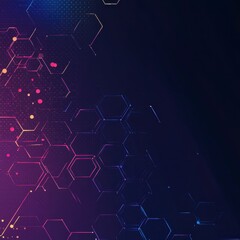 Abstract Glitched Hexagon Background Pink Purple Blue Hues