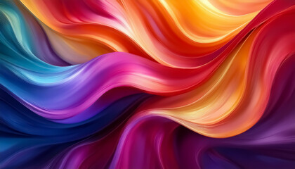 Vibrant Abstract Waves of Colorful Silk Textures