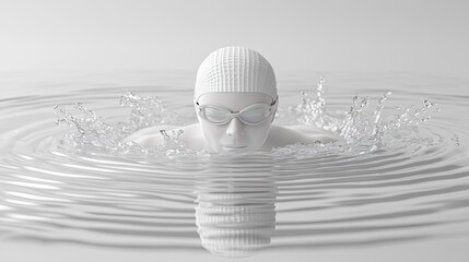 Monochrome swimmer in water splash