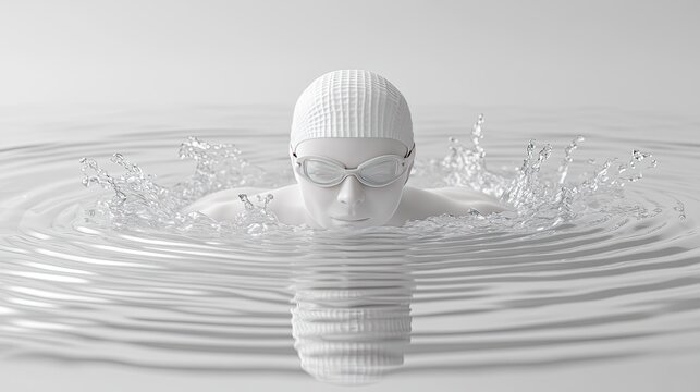 Monochrome swimmer in water splash