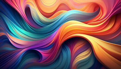 Fototapeta premium Vibrant Abstract Waves of Colorful Flowing Ribbons
