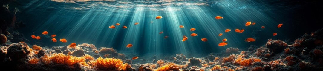 Fototapeta premium Underwater Paradise with Colorful Tropical Fish and Coral. Generative AI