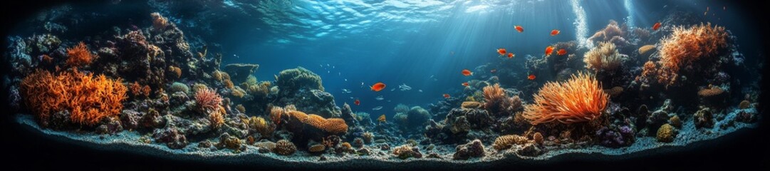 Fototapeta premium Peaceful Underwater Scene with Fish and Coral Reefs. Generative AI