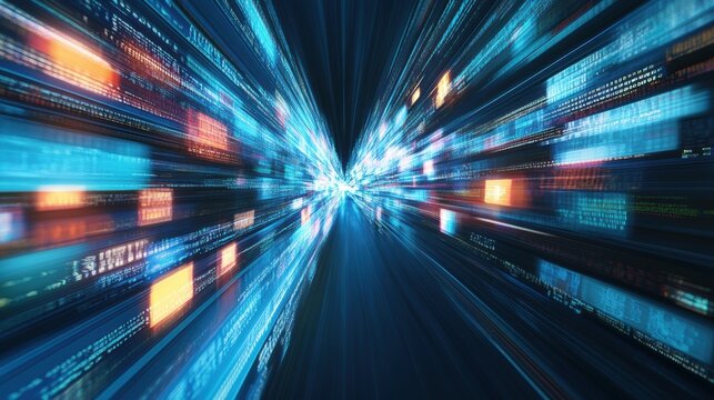 Digital acceleration data flow in a virtual environment abstract concept dynamic viewpoint