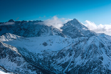 snow-covered Tatra Mountains on a beautiful sunny day