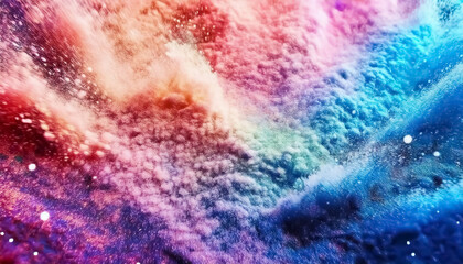 Fototapeta premium Vibrant Color Explosion: Abstract Powder Burst in Red, Blue, and Purple
