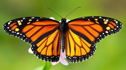 Naklejka premium Majestic Monarch Butterfly Displaying Vibrant Orange Wings in Nature